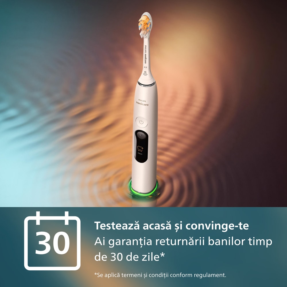 Set 2 Periute de dinti electrice PHILIPS Sonicare 8500 HX8596/22, 62000 miscari/min, 6 programe, alb/albastru