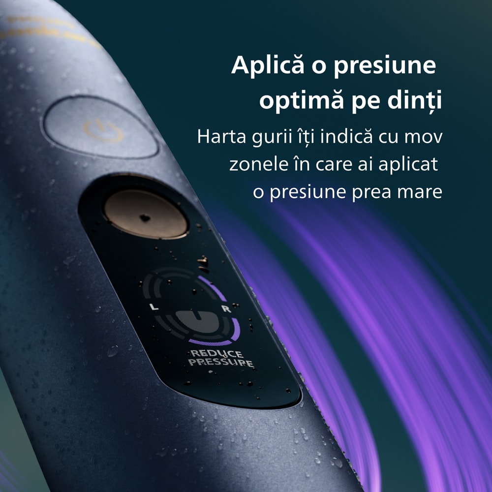 Set 2 Periute de dinti electrice PHILIPS Sonicare 8500 HX8596/22, 62000 miscari/min, 6 programe, alb/albastru