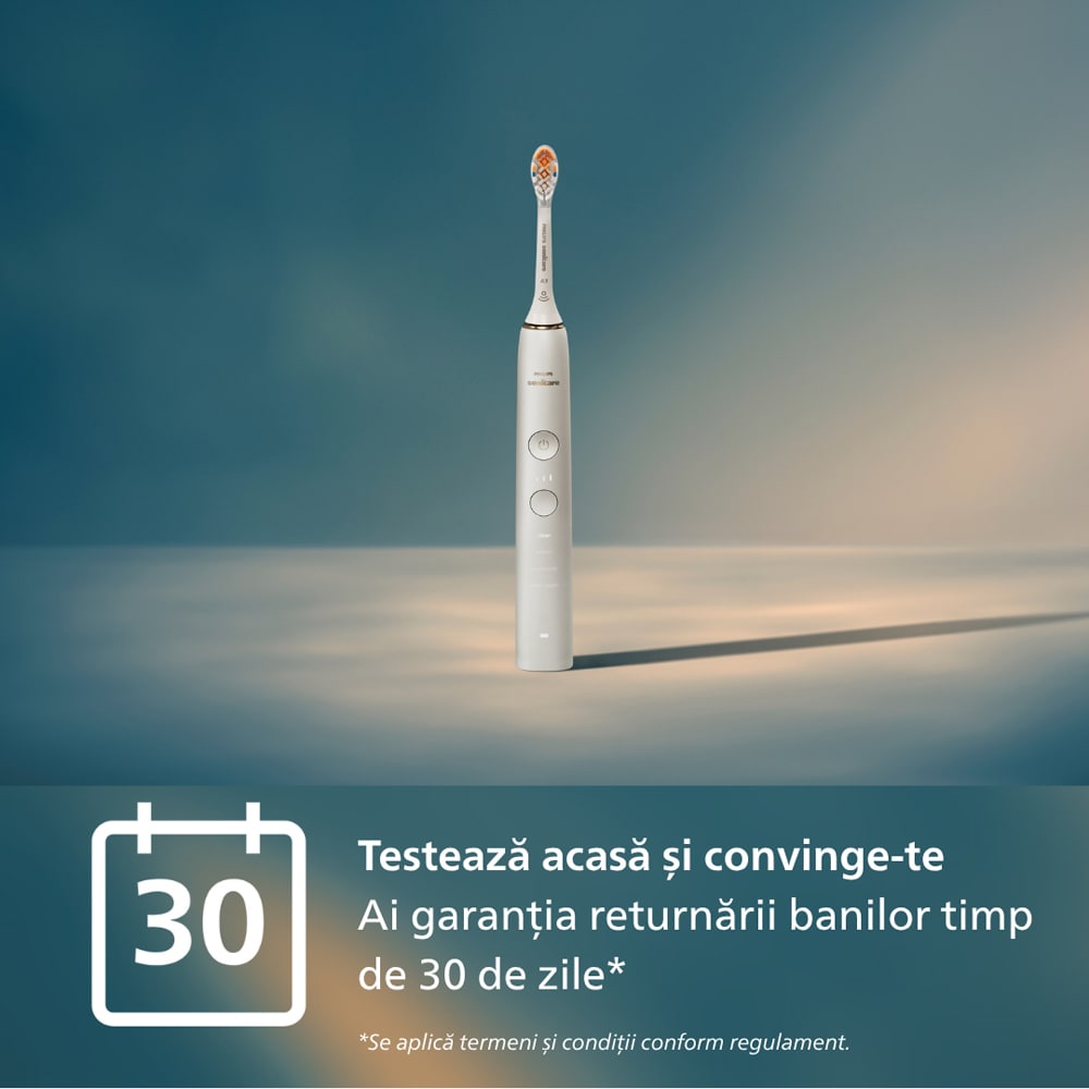 Periuta de dinti electrica PHILIPS Sonicare Diamond Clean HX9911/23, 62000 miscari/min, Curatare 3D, 4 programe, 1 capat, alb