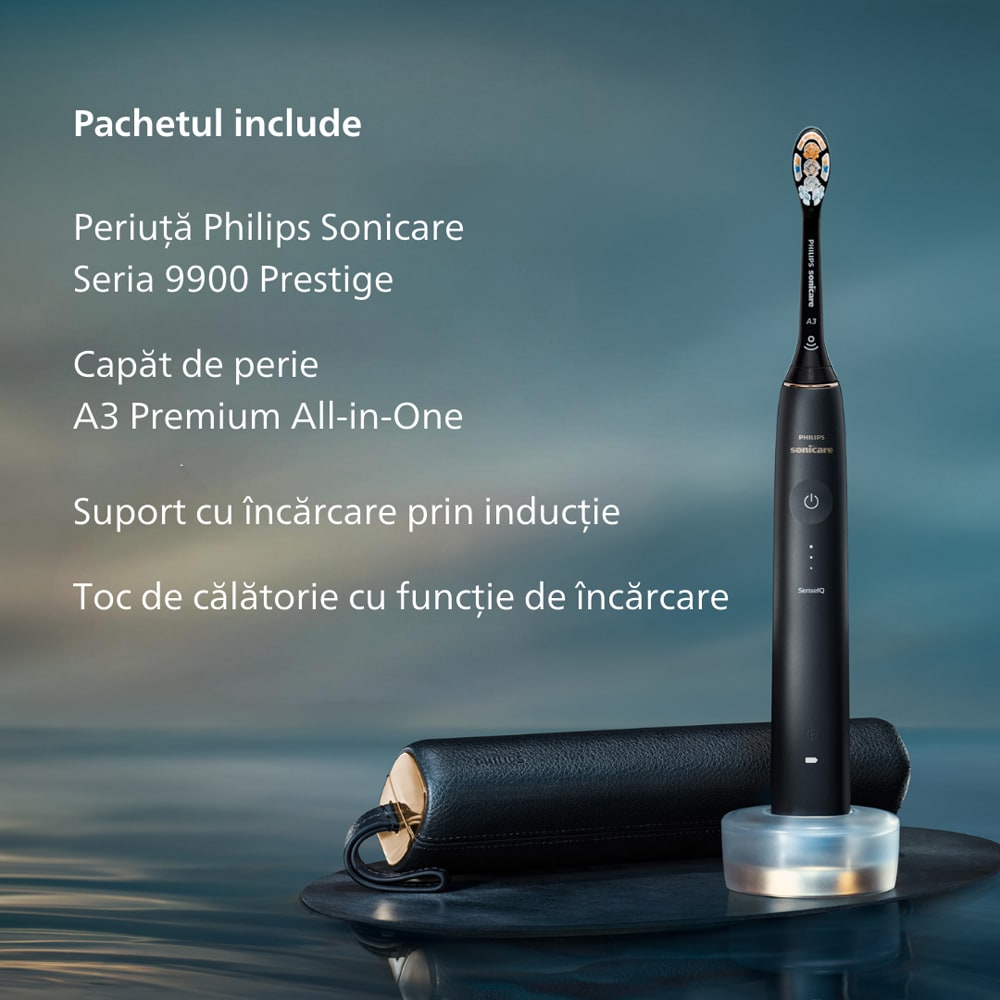 Periuta de dinti electrica PHILIPS Sonicare Prestige 9900 HX9992/12, 5 programe, 62000 miscari/min, 1 capat, Midnight Blue