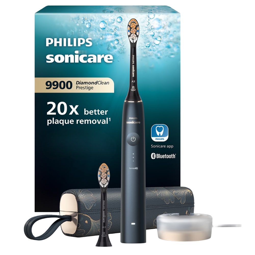 Periuta de dinti electrica PHILIPS Sonicare Prestige 9900 HX9992/42, 62000 miscari/min, 5 programe,  2 capete A3 Premium All in-One, Midnight Blue