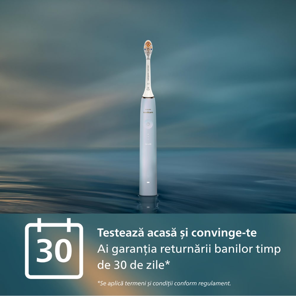 Periuta de dinti electrica PHILIPS Sonicare Prestige HX9997/32, 62000 miscari/min, Tehnologie SenseIQ, 5 programe, 2 capete, bleu