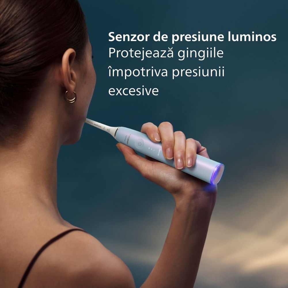 Periuta de dinti electrica PHILIPS Sonicare Prestige HX9997/32, 62000 miscari/min, Tehnologie SenseIQ, 5 programe, 2 capete, bleu