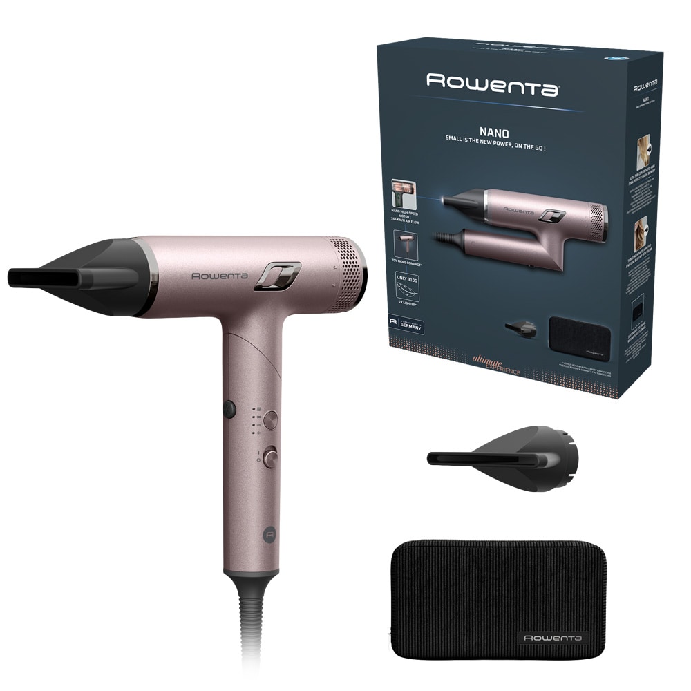 Uscator de par ROWENTA Nano HY8530E0, 3 viteze, 3 trepte de temperatura, roz