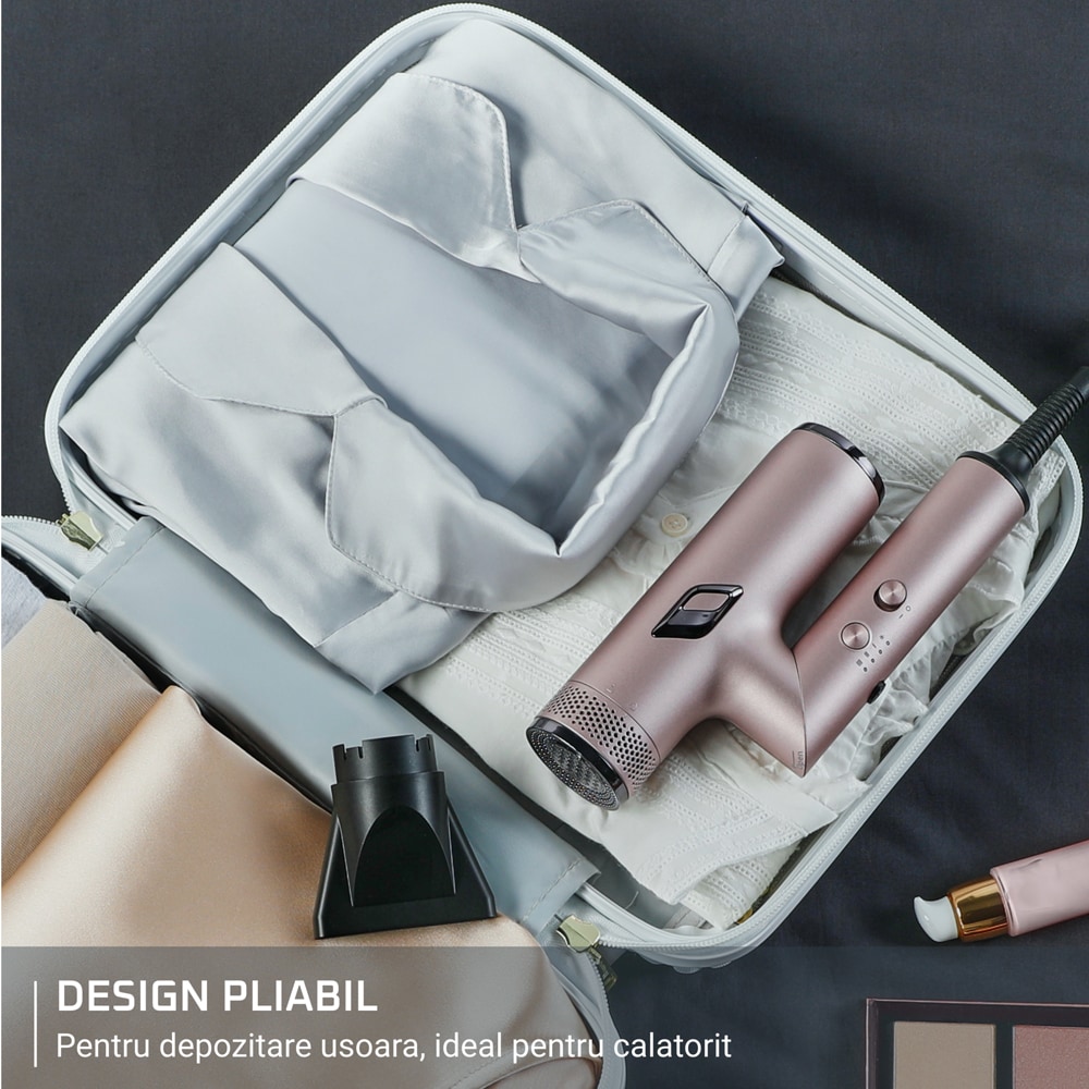 Uscator de par ROWENTA Nano HY8530E0, 3 viteze, 3 trepte de temperatura, roz