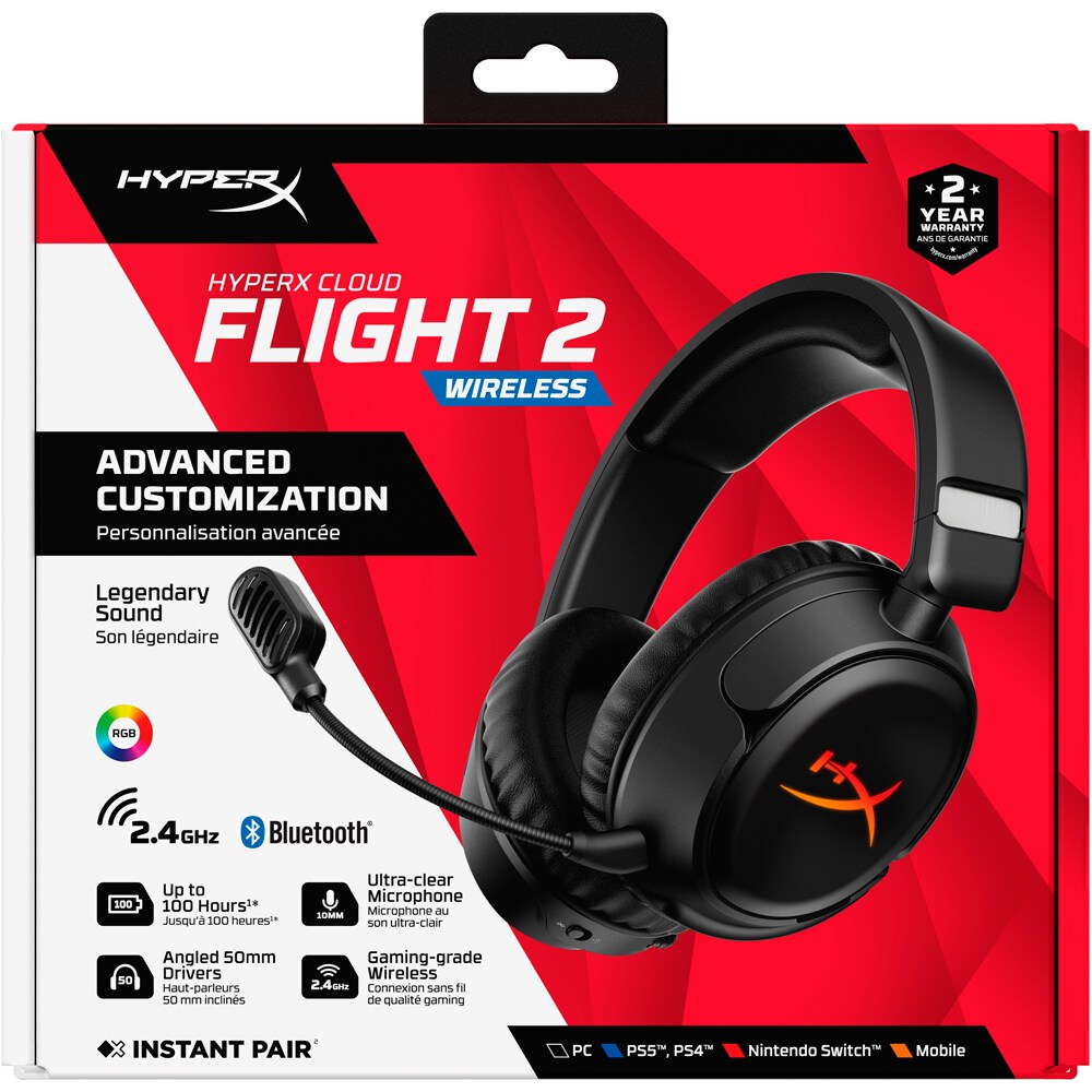 Casti Gaming Wireless HYPERX Cloud Flight 2, multiplatforma, negru