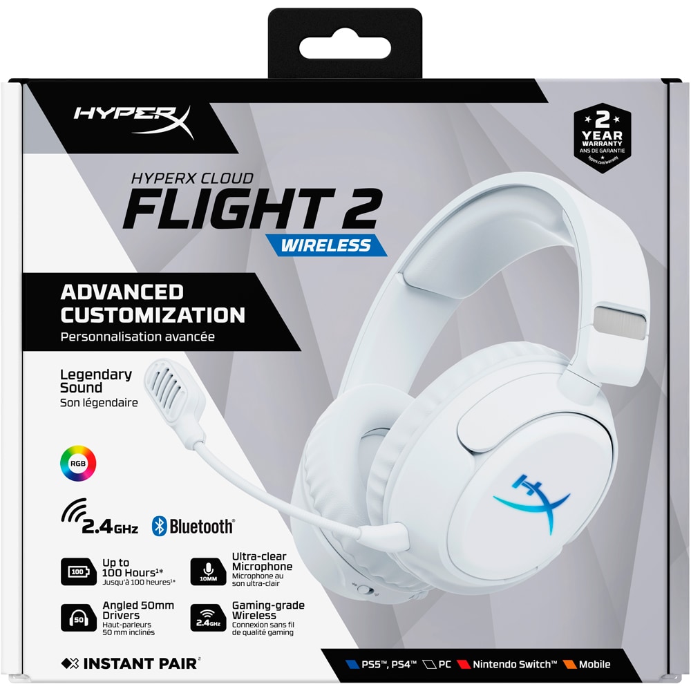 Casti Gaming Wireless HYPERX Cloud Flight 2, multiplatforma, alb