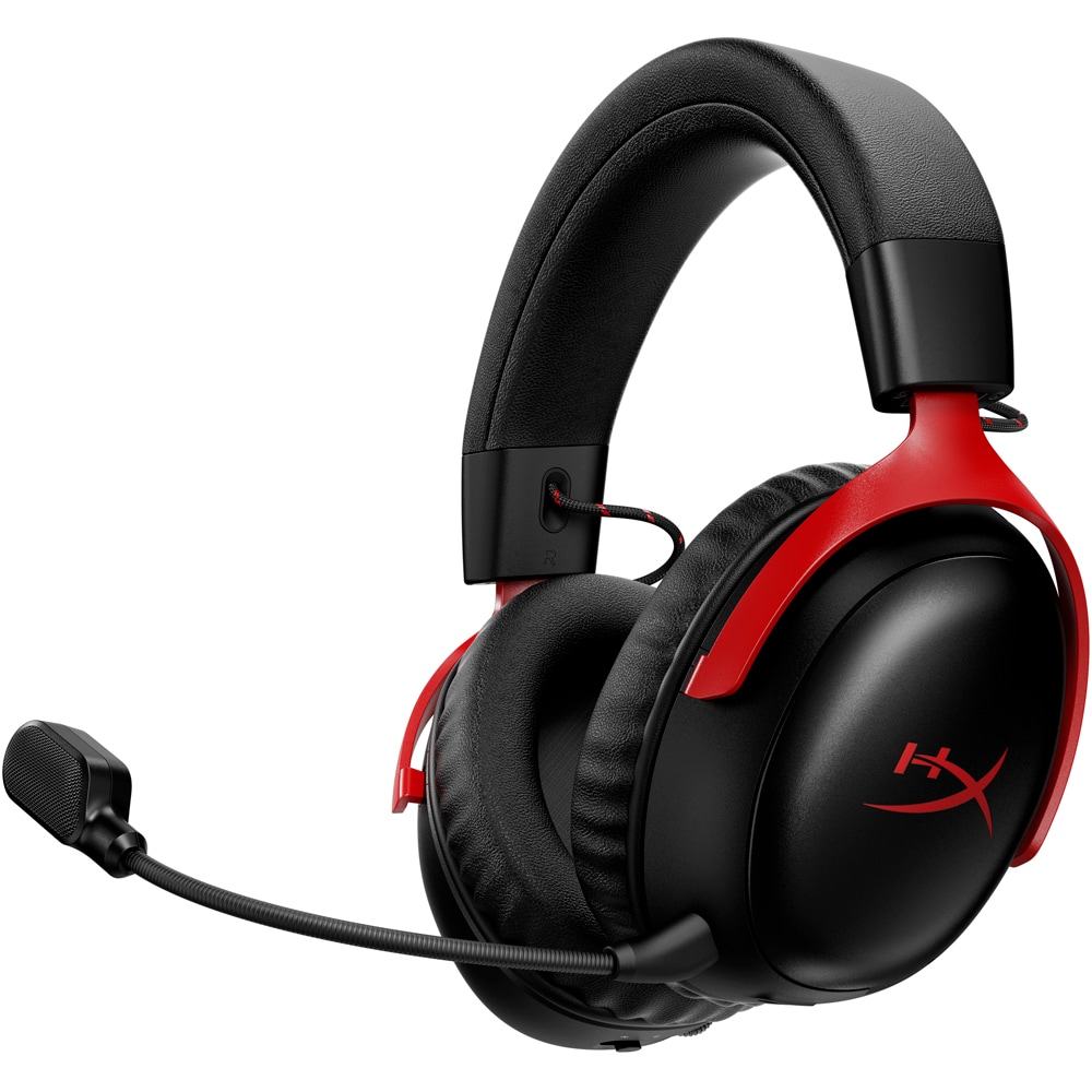 Casti Gaming Wireless HyperX Cloud III S, DTS Headphone:X Spatial Audio, multiplatforma, negru-rosu