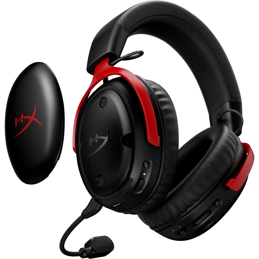 Casti Gaming Wireless HyperX Cloud III S, DTS Headphone:X Spatial Audio, multiplatforma, negru-rosu