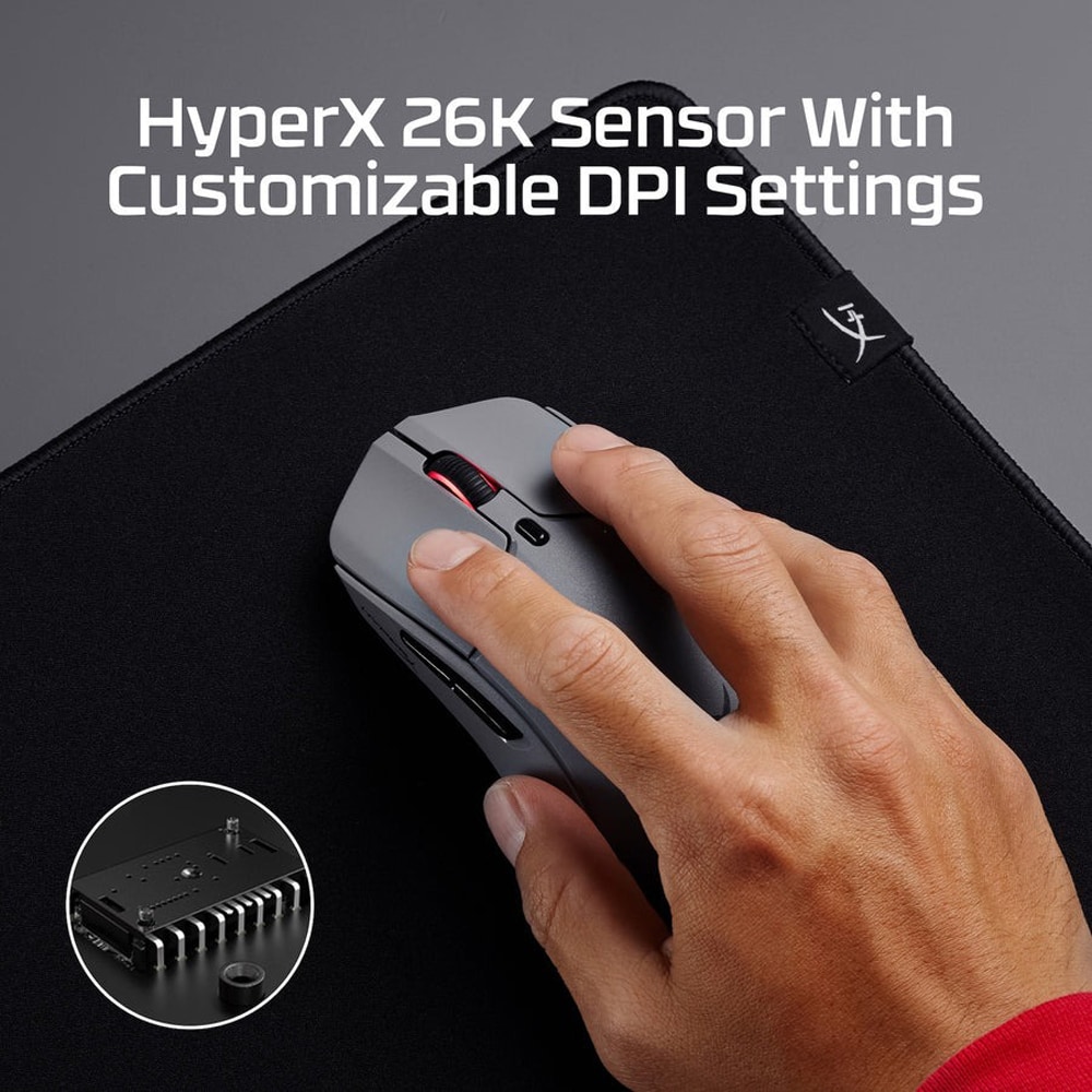 Mouse Gaming Wireless HYPERX Pulsefire Haste 2 Pro, 26000 dpi, gri