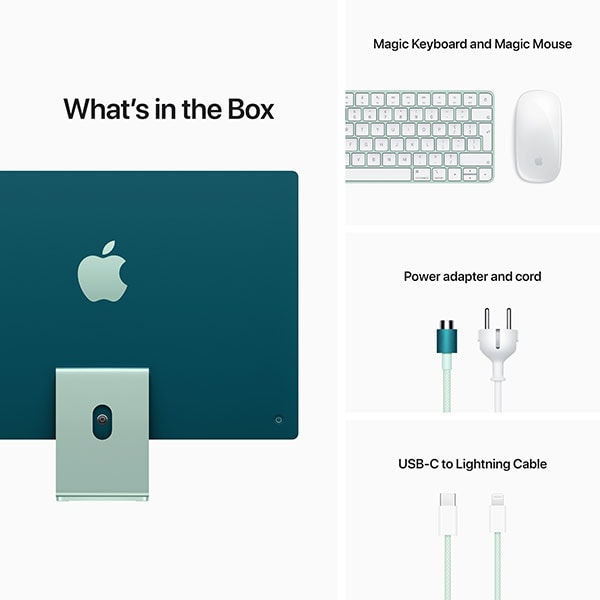 Sistem PC All in One APPLE iMac (2021) mjv83ze/a, Apple M1, 24" Retina 4.5K, 8GB, SSD 256GB, 7-core GPU, macOS Big Sur, Green, Tastatura layout INT