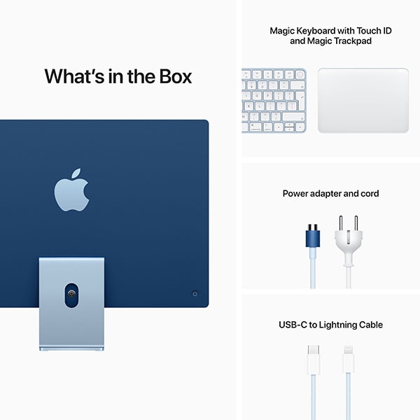 Sistem PC All in One APPLE iMac (2021) mgpk3ze/a, Apple M1, 24" Retina 4.5K, 8GB, SSD 256GB, 8-core GPU, macOS Big Sur, Blue, Tastatura layout INT