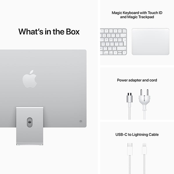 Sistem PC All in One APPLE iMac (2021) mgpc3ro/a, Apple M1, 24" Retina 4.5K, 8GB, SSD 256GB, 8-core GPU, macOS Big Sur, Silver, Tastatura layout RO
