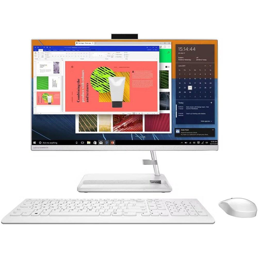 Sistem All in One LENOVO IdeaCentre AIO 3 24ALC6, 23.8" Full HD, AMD Ryzen 7 5700U pana la 4.3GHz, 16GB, SSD 512GB, AMD Radeon, Windows 11 Home, alb
