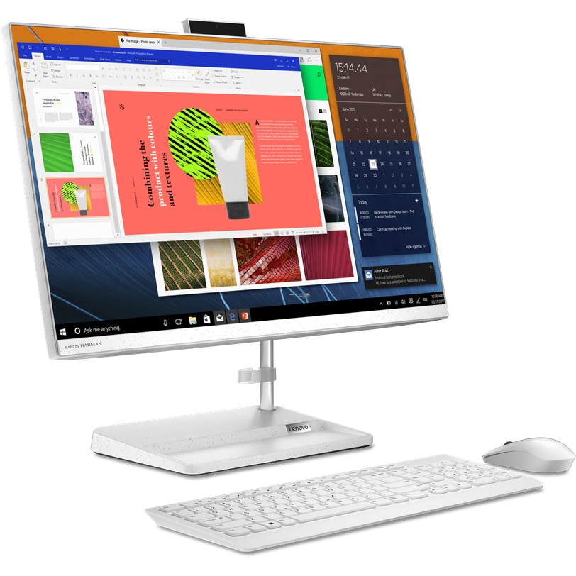 Sistem All in One LENOVO IdeaCentre AIO 3 24ALC6, 23.8" Full HD, AMD Ryzen 7 5700U pana la 4.3GHz, 16GB, SSD 512GB, AMD Radeon, Windows 11 Home, alb
