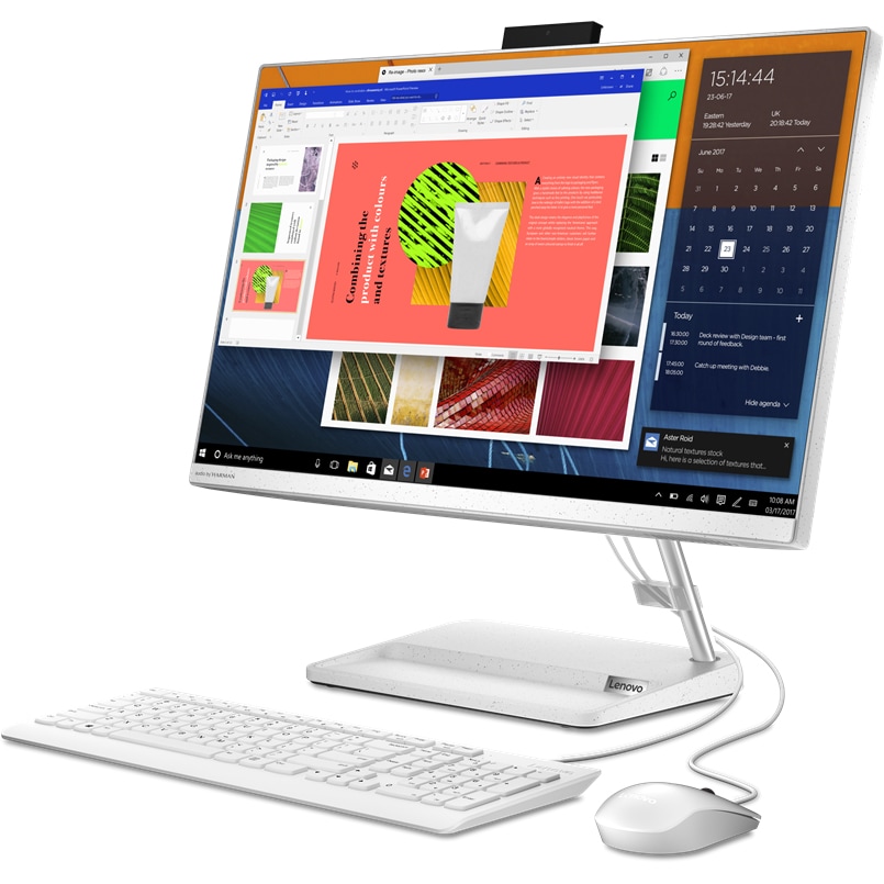 Sistem All in One LENOVO IdeaCentre AIO 3 24ALC6, 23.8" Full HD, AMD Ryzen 7 5700U pana la 4.3GHz, 16GB, SSD 512GB, AMD Radeon, Windows 11 Home, alb