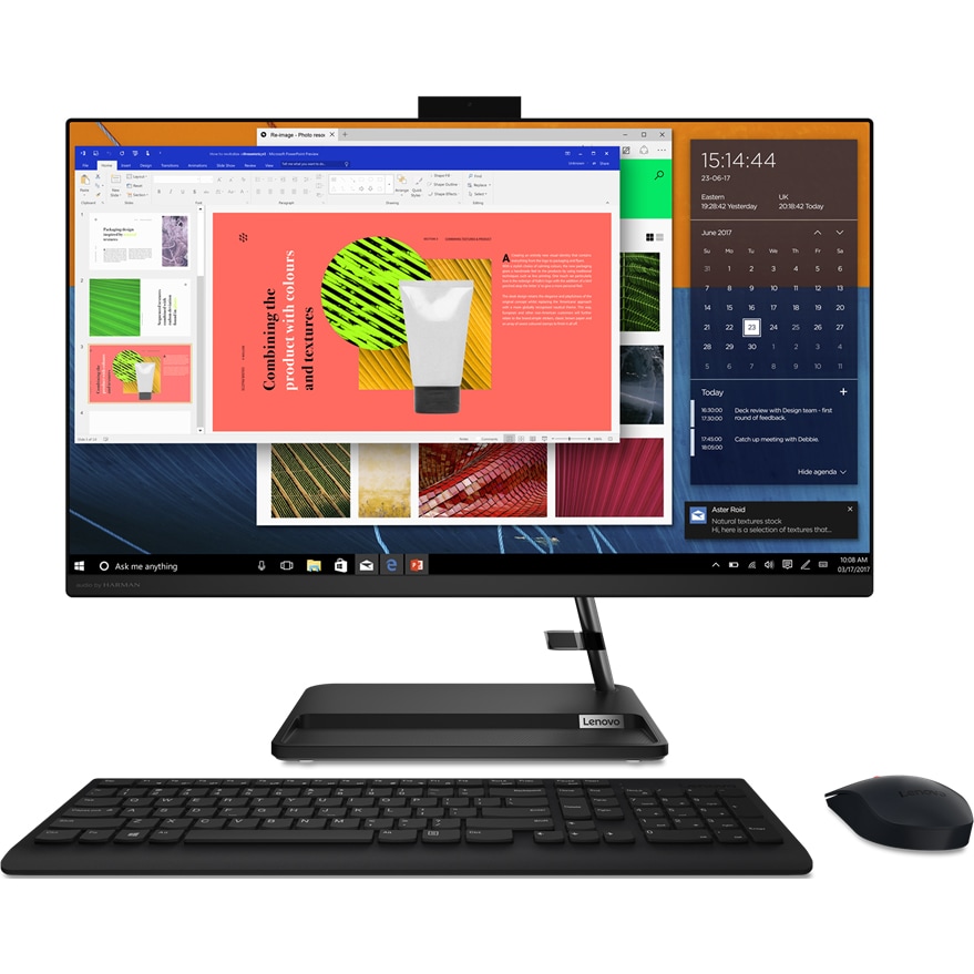 Sistem All in One LENOVO IdeaCentre AIO 3 27ALC6, Ryzen 7 5825U pana la 4.5GHz, 27" Full HD, 16GB, SSD 512GB, AMD Radeon, FreeDos, negru