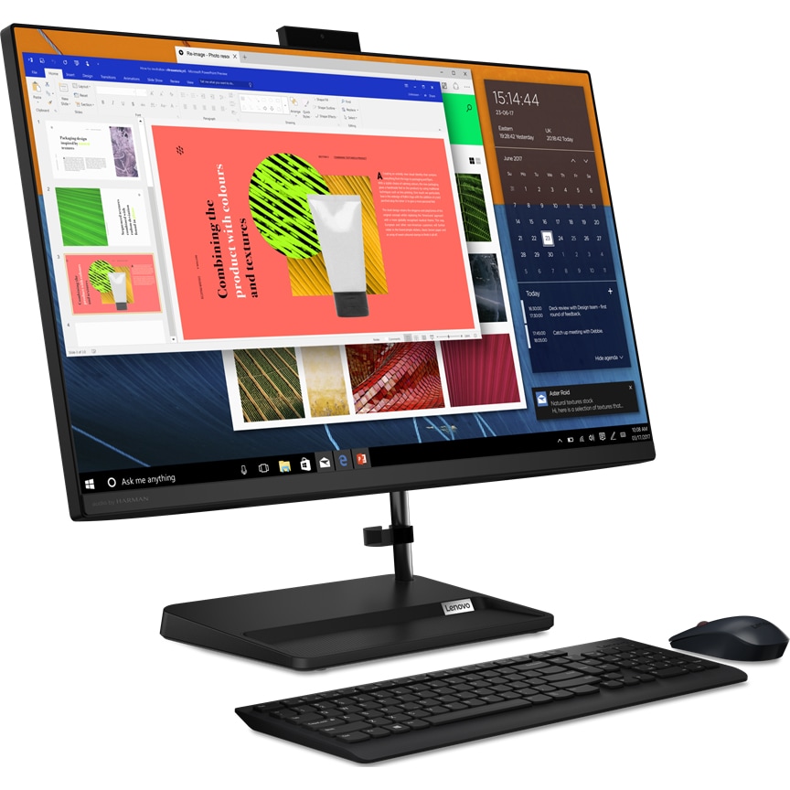 Sistem All in One LENOVO IdeaCentre AIO 3 27ALC6, Ryzen 7 5825U pana la 4.5GHz, 27" Full HD, 16GB, SSD 512GB, AMD Radeon, FreeDos, negru