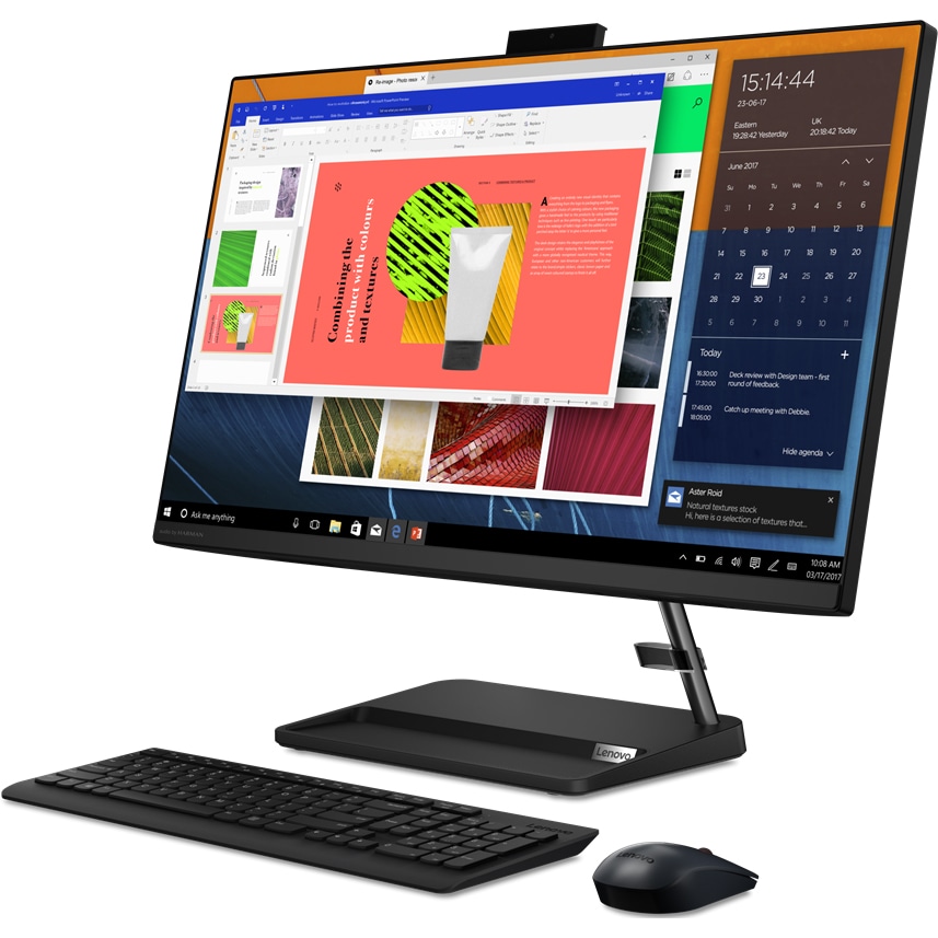 Sistem All in One LENOVO IdeaCentre AIO 3 27ALC6, Ryzen 7 5825U pana la 4.5GHz, 27" Full HD, 16GB, SSD 512GB, AMD Radeon, FreeDos, negru