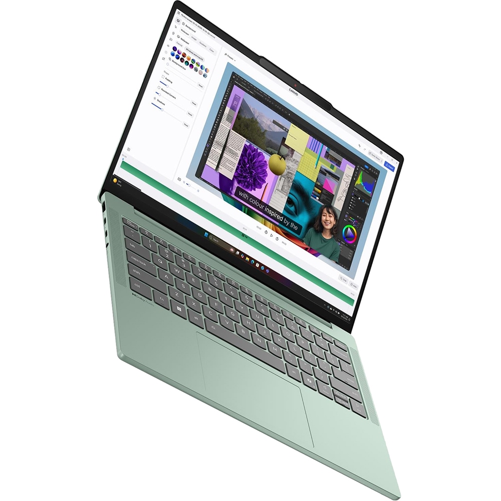 Laptop LENOVO IdeaPad Slim 5 14IPH11, Intel Core Ultra 7 356H pana la 4.7GHz, 14" WUXGA OLED, 32GB, SSD 1TB, Intel Graphics, FreeDos, Breeze Moss