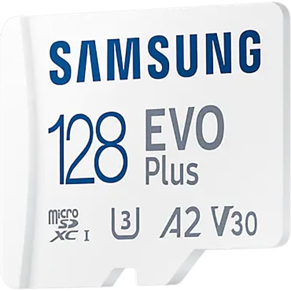 Card de memorie SAMSUNG EVO Plus, microSDXC, 128GB, 130MB/s, clasa 10/U3/V30/A2, UHS-I, adaptor