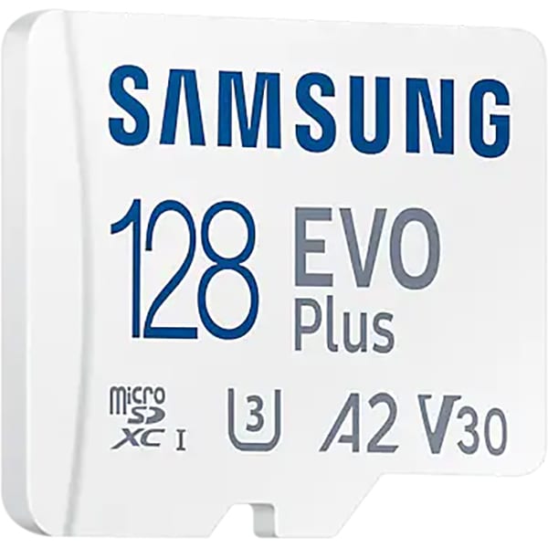 Card de memorie SAMSUNG EVO Plus, microSDXC, 128GB, 130MB/s, clasa 10/U3/V30/A2, UHS-I, adaptor