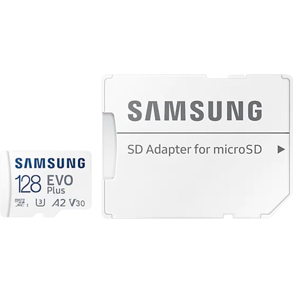 Card de memorie SAMSUNG EVO Plus, microSDXC, 128GB, 130MB/s, clasa 10/U3/V30/A2, UHS-I, adaptor