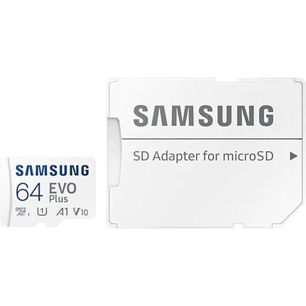Card de memorie SAMSUNG EVO Plus, microSDXC, 64GB, 130MB/s, clasa 10/U1/V10/A1, UHS-I, adaptor