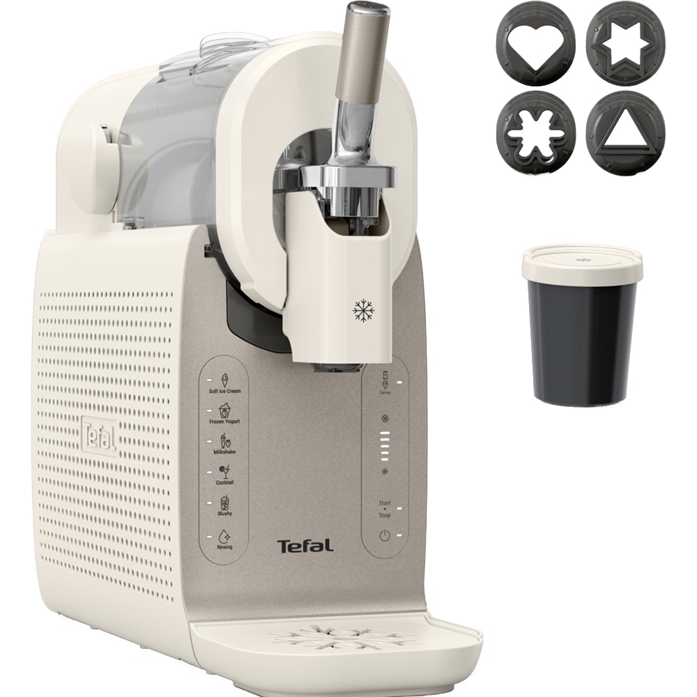 Aparat pentru deserturi reci TEFAL Freezi IG803AE0, 1600W, crem-gri
