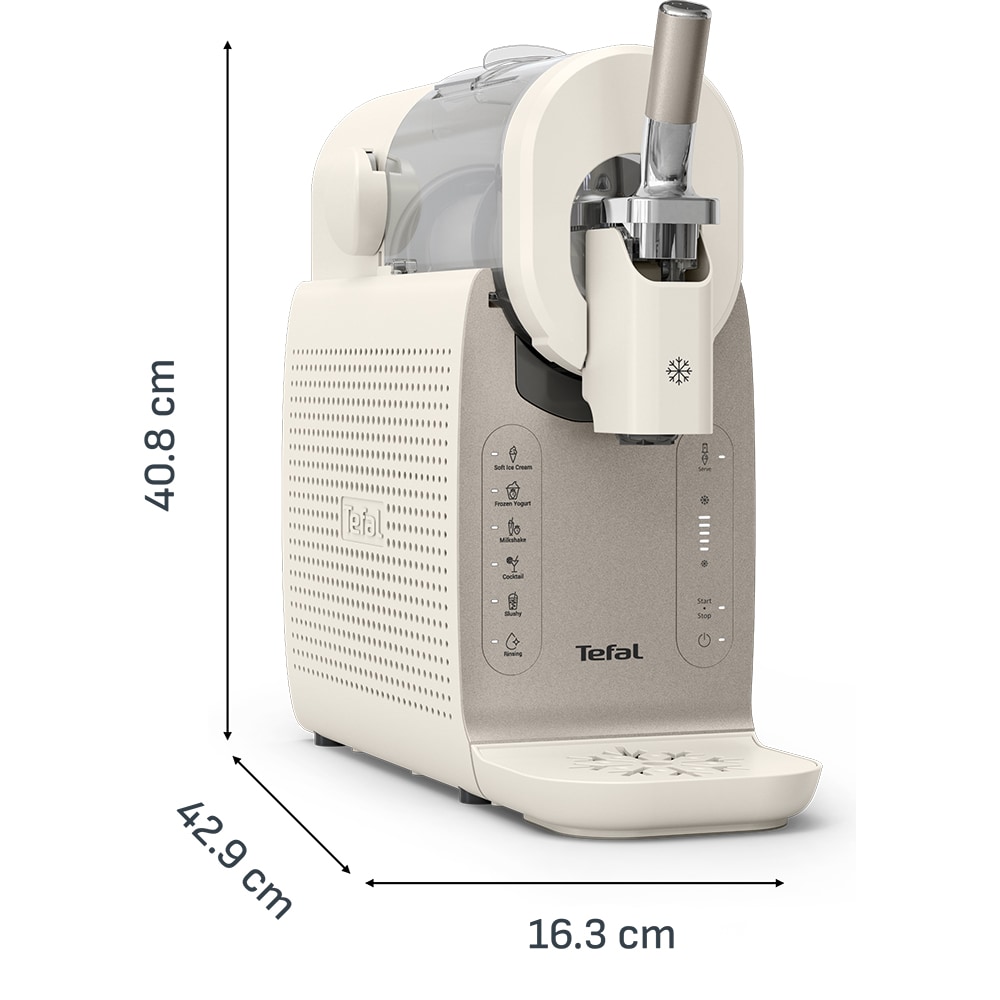 Aparat pentru deserturi reci TEFAL Freezi IG803AE0, 1600W, crem-gri