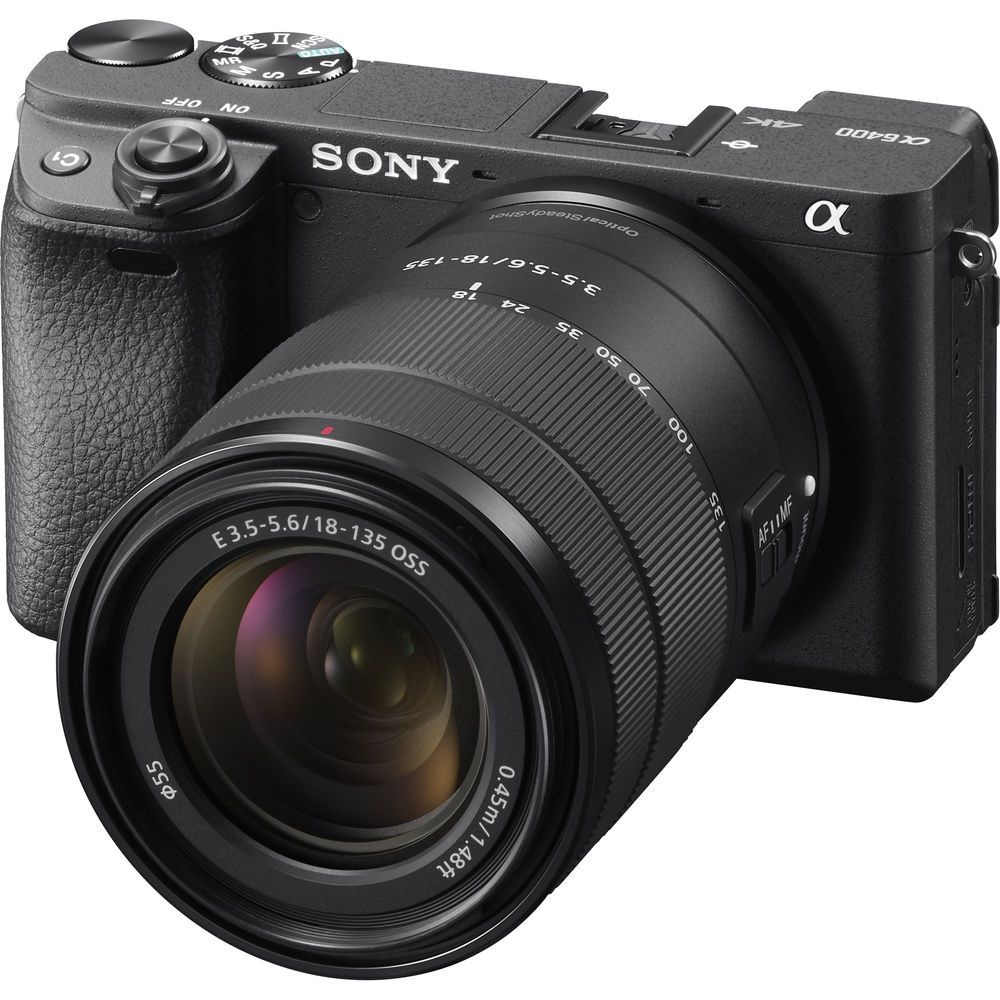 Aparat foto mirrorless SONY ILCE-6400AMB, 24.2MP, 4K, Wi-Fi, negru + Obiectiv SEL18135