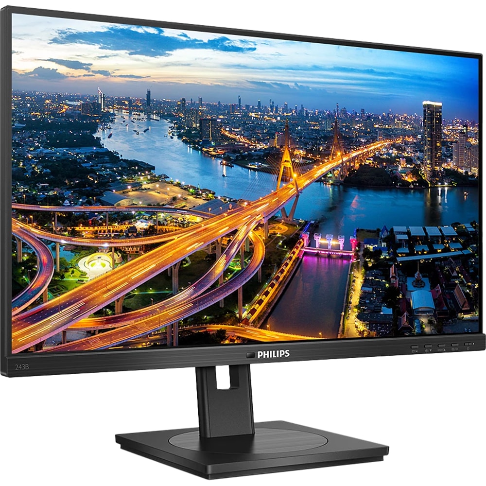 Monitor LCD IPS PHILIPS 243B1/00, 23.8", Full HD, 75Hz, boxe, pivot, negru
