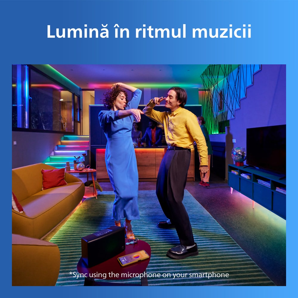 Banda LED inteligenta PHILIPS 8721103159427, 22W, RGBIC, Wi-Fi, WiZ, 5m