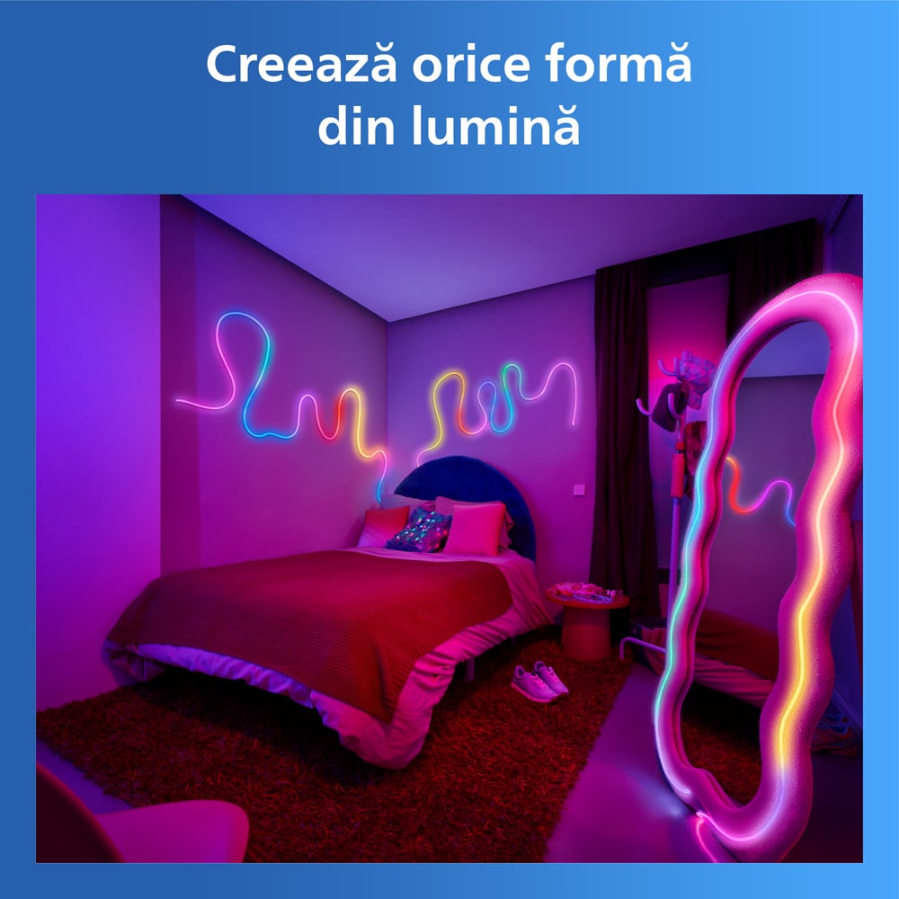 Banda LED inteligenta PHILIPS 8721103159427, 22W, RGBIC, Wi-Fi, WiZ, 5m