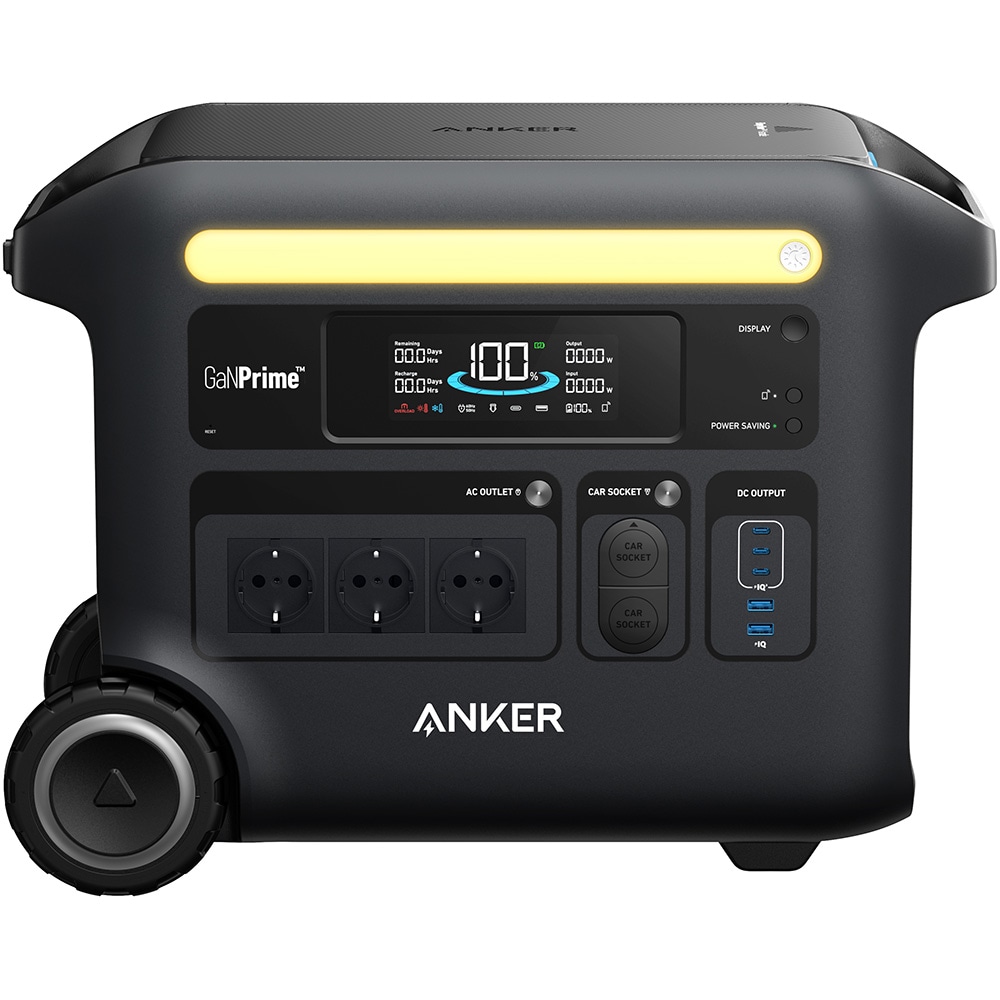 Statie de incarcare portabila ANKER Solix F2600, 2400W, 2560Wh, AC, USB-A, USB-C, MC4, XT60, negru