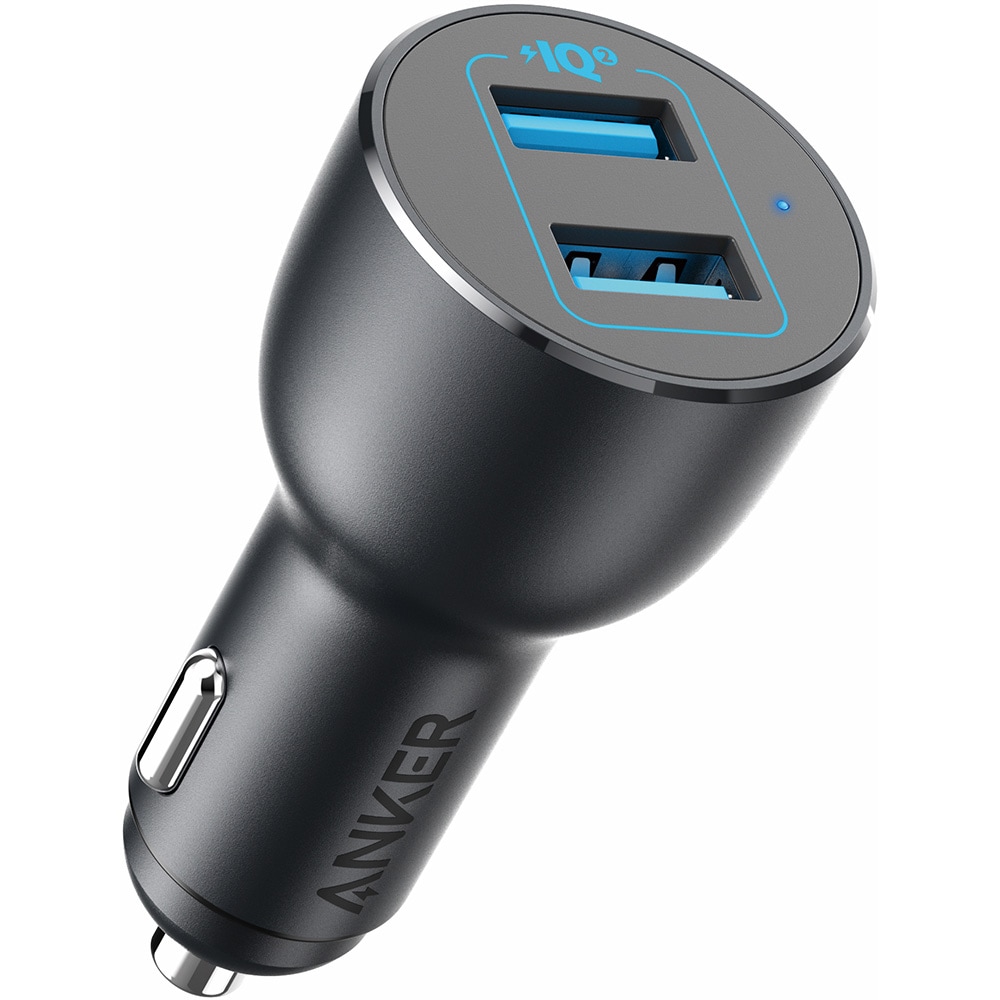 Incarcator auto ANKER PowerDrive III A2729G11, 2x USB-A 36W, Power Delivery (PD), negru