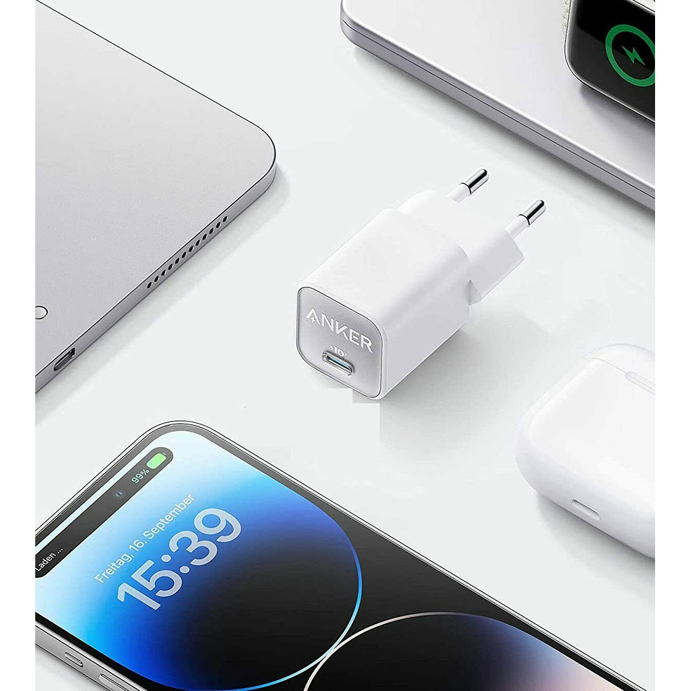 Incarcator retea ANKER 511 Nano 3 30W A2147G21, 1xUSB-C, Power Delivery (PD), alb