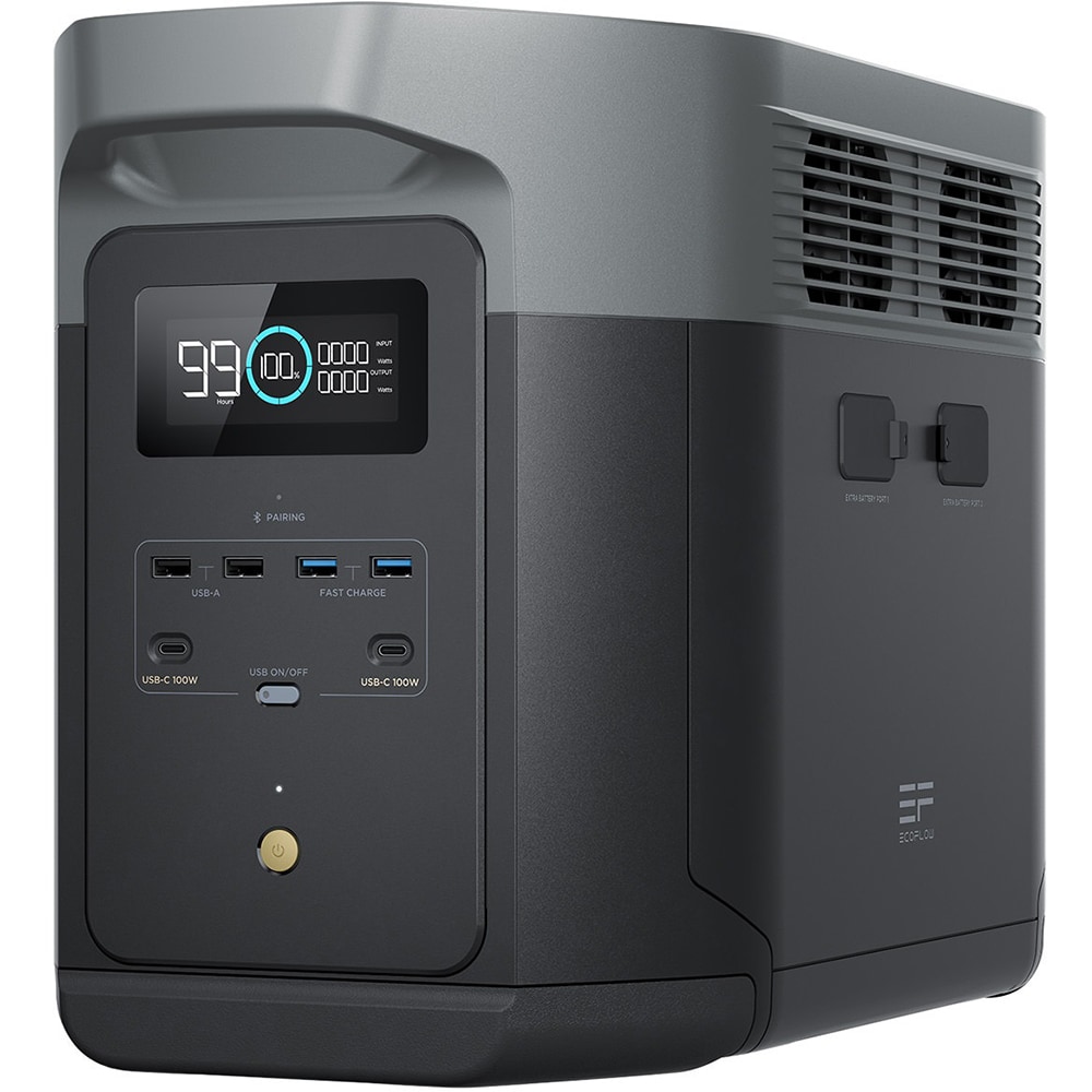 Statie Incarcare ECOFLOW Delta 2 Max, 2048Wh, 4800W, USB A, USB C, Schuko, negru