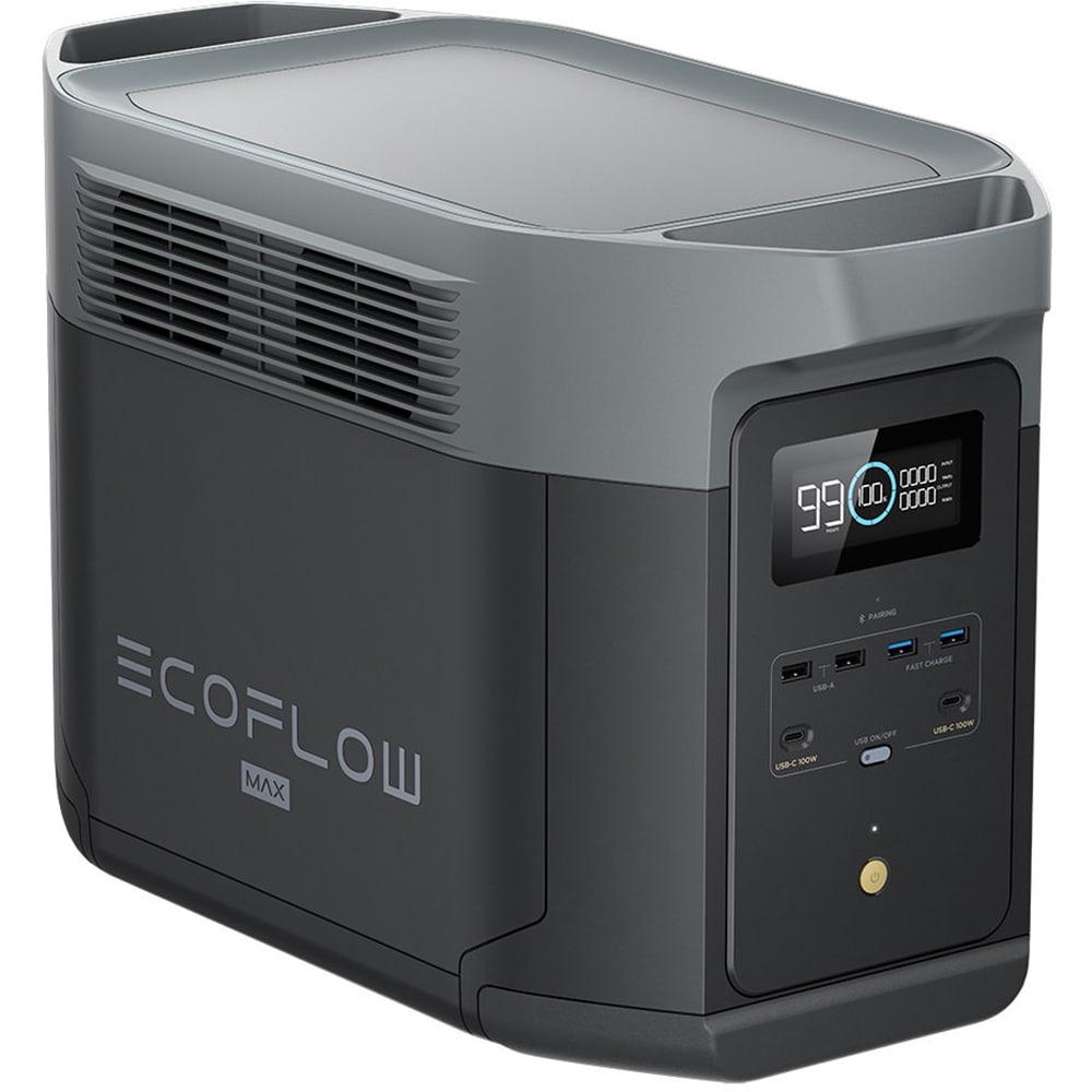 Statie Incarcare ECOFLOW Delta 2 Max, 2048Wh, 4800W, USB A, USB C, Schuko, negru