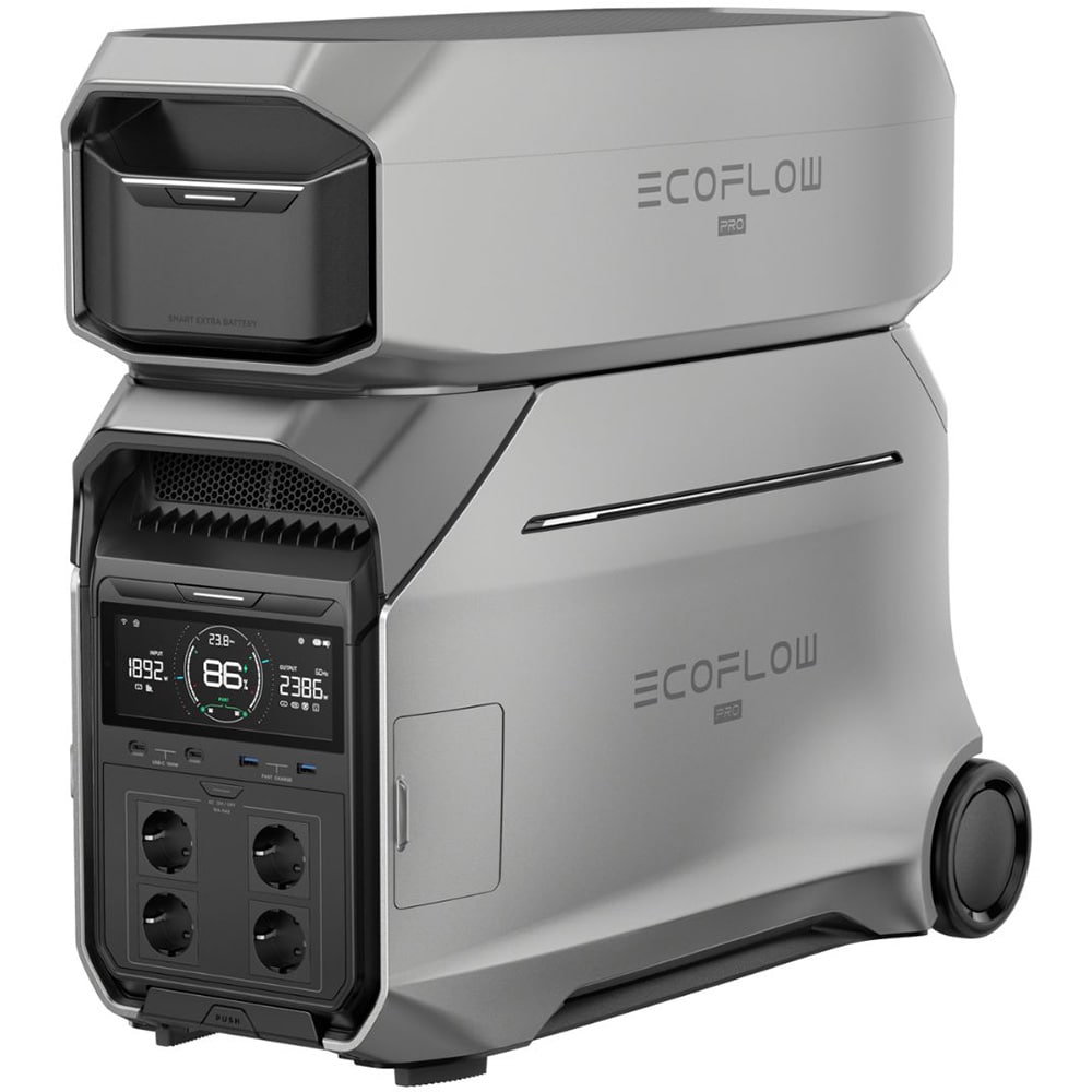 Baterie suplimentara ECOFLOW Delta 3 Pro, 4000W, 4096Wh, AC, USB-A, USB-C, MC4, XT60, negru
