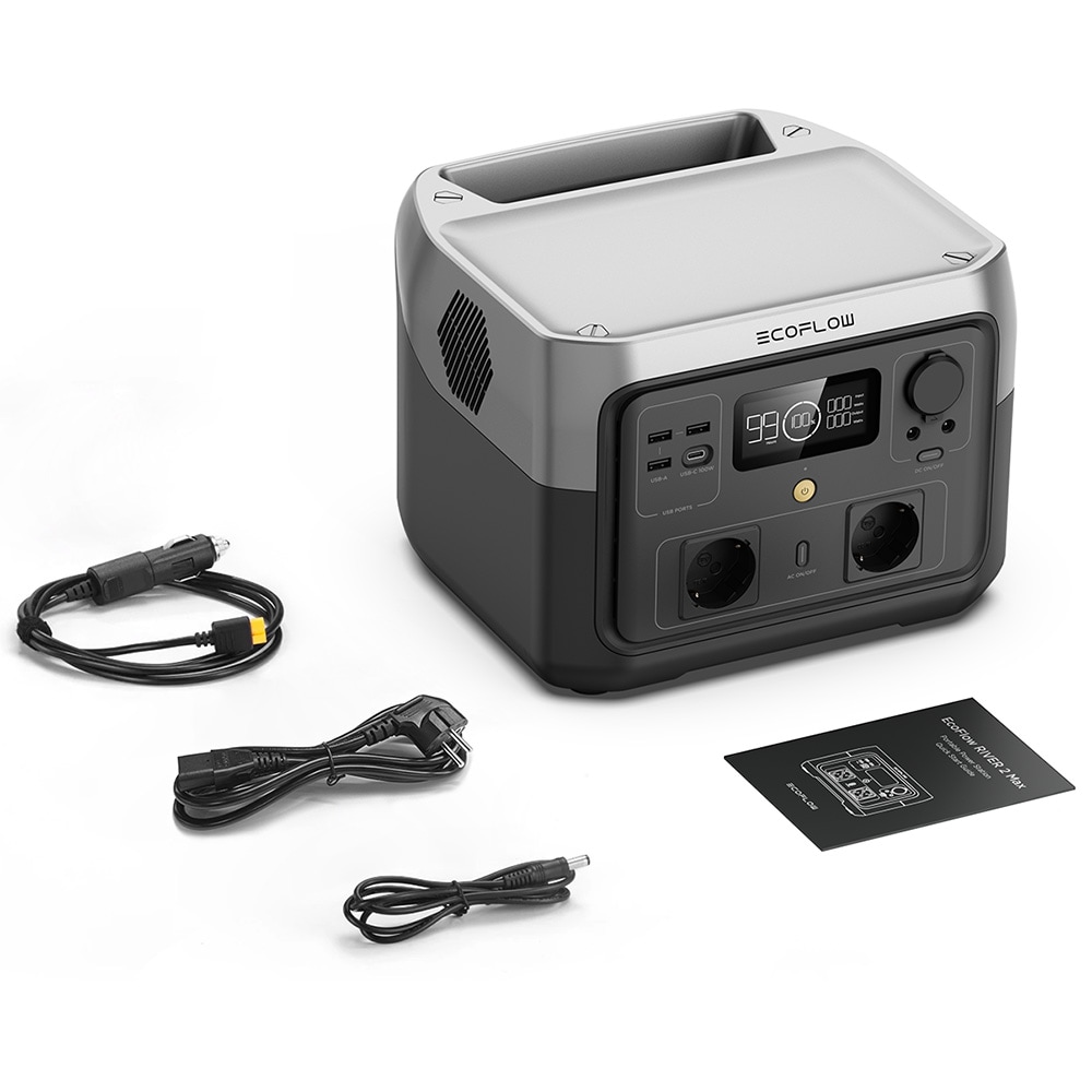 Statie Incarcare ECOFLOW River 2 Max, 512Wh, 500W, USB A, USB C, Schuko, negru