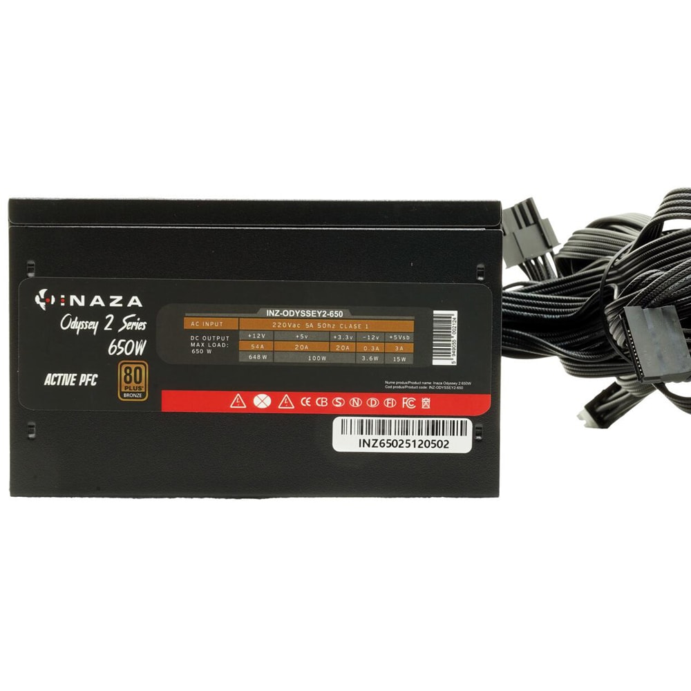 Sursa PC INAZA Odyssey 2, 650W, 120mm, 80 Plus Bronze
