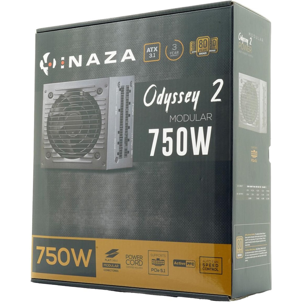 Sursa PC INAZA Odyssey 2, 750W, 120mm, 80 Plus Bronze, Full Modular