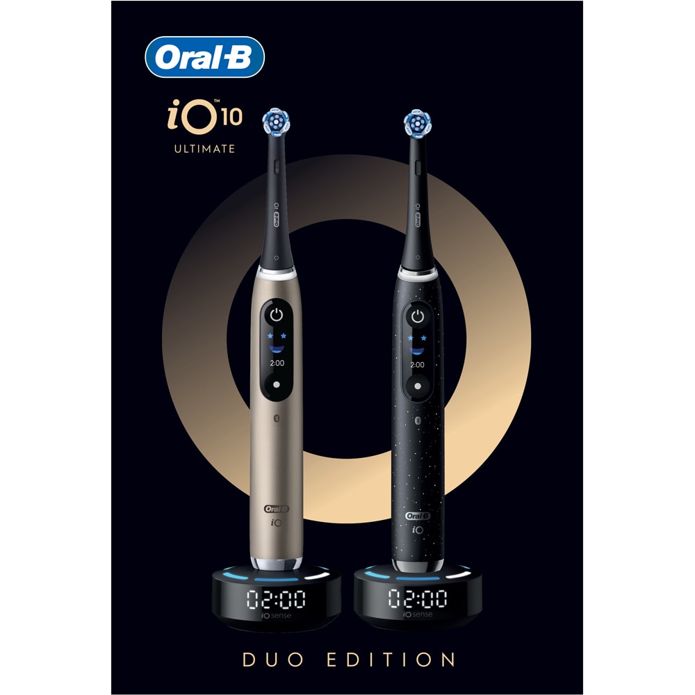 Set 2 periute de dinti electrice ORAL-B iO10, 7 programe, 2 capete, negru/auriu