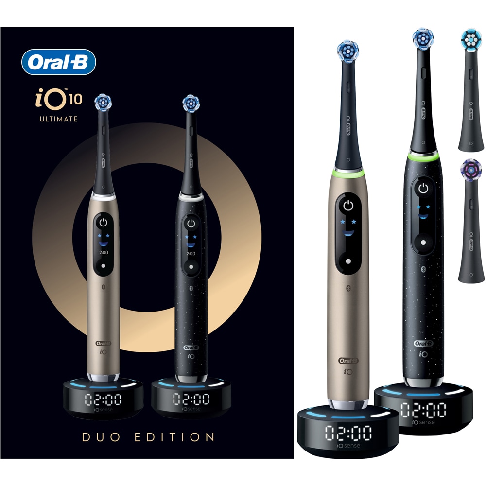 Set 2 periute de dinti electrice ORAL-B iO10, 7 programe, 2 capete, negru/auriu