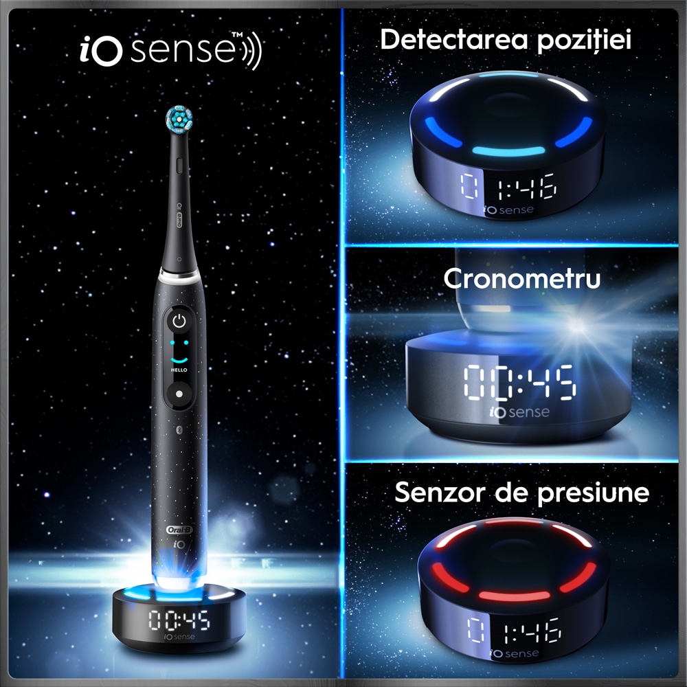 Set 2 periute de dinti electrice ORAL-B iO10, 7 programe, 2 capete, negru/auriu