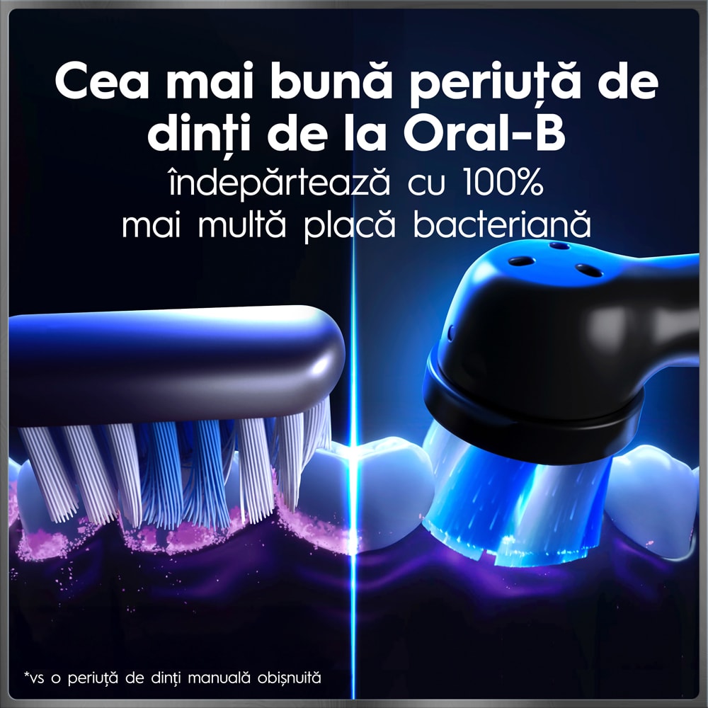 Set 2 periute de dinti electrice ORAL-B iO10, 7 programe, 2 capete, negru/auriu