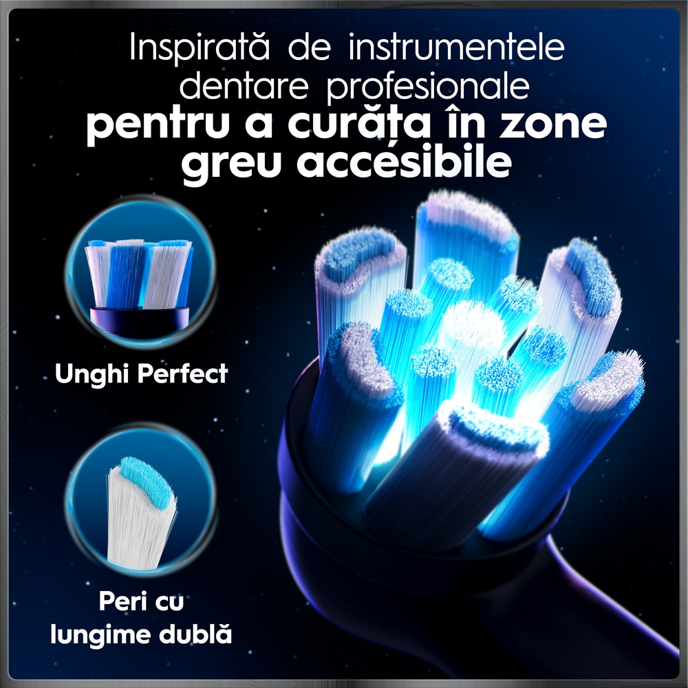 Set 2 periute de dinti electrice ORAL-B iO10, 7 programe, 2 capete, negru/auriu