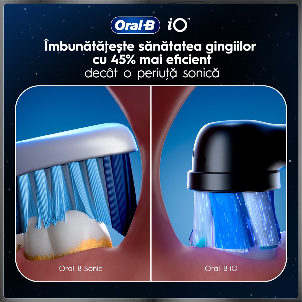 Set 2 periute de dinti electrice ORAL-B iO10, 7 programe, 2 capete, negru/auriu