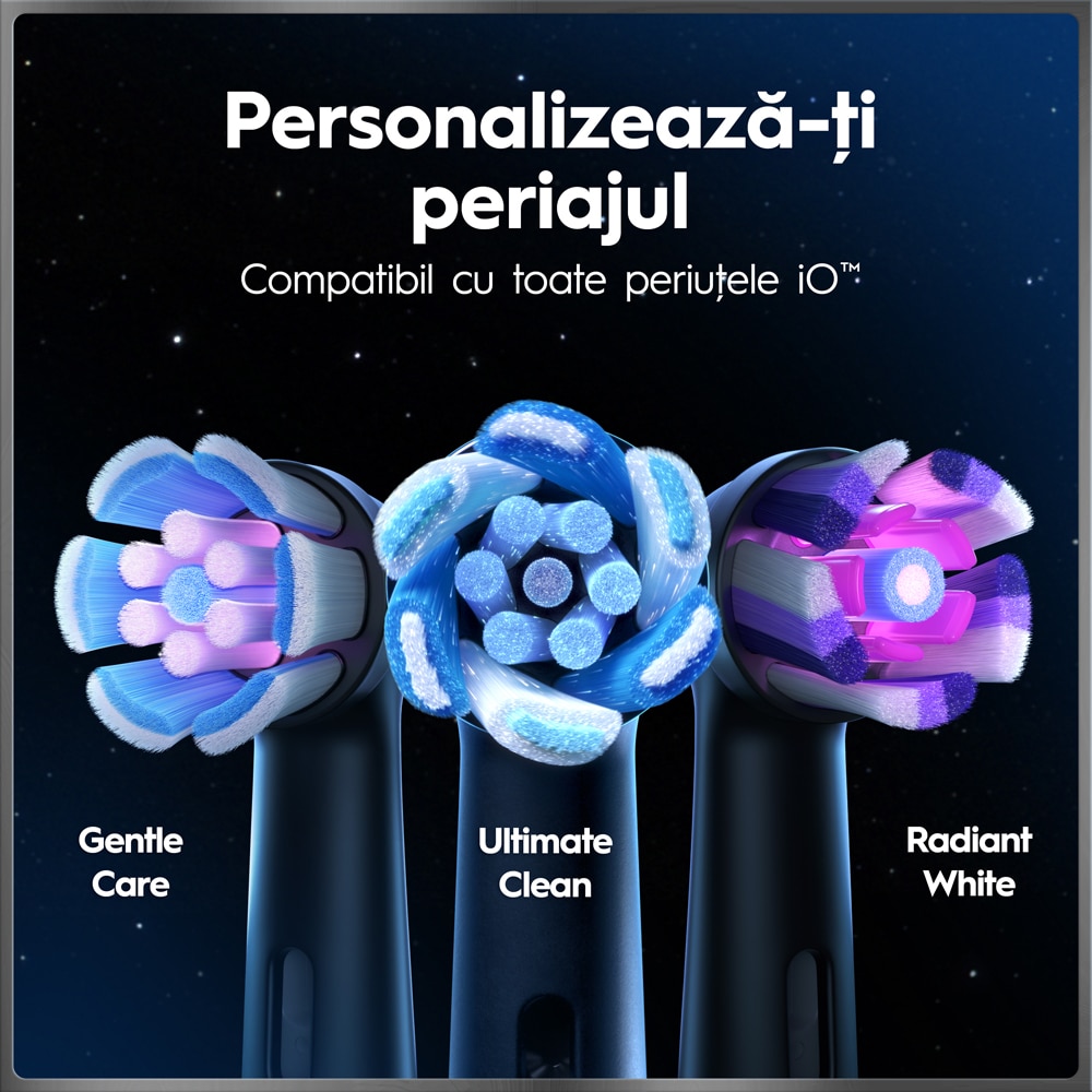 Set 2 periute de dinti electrice ORAL-B iO10, 7 programe, 2 capete, negru/auriu